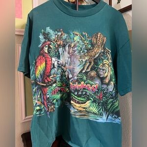 Rainforest  Cafe Teal Cotton Shirt #064